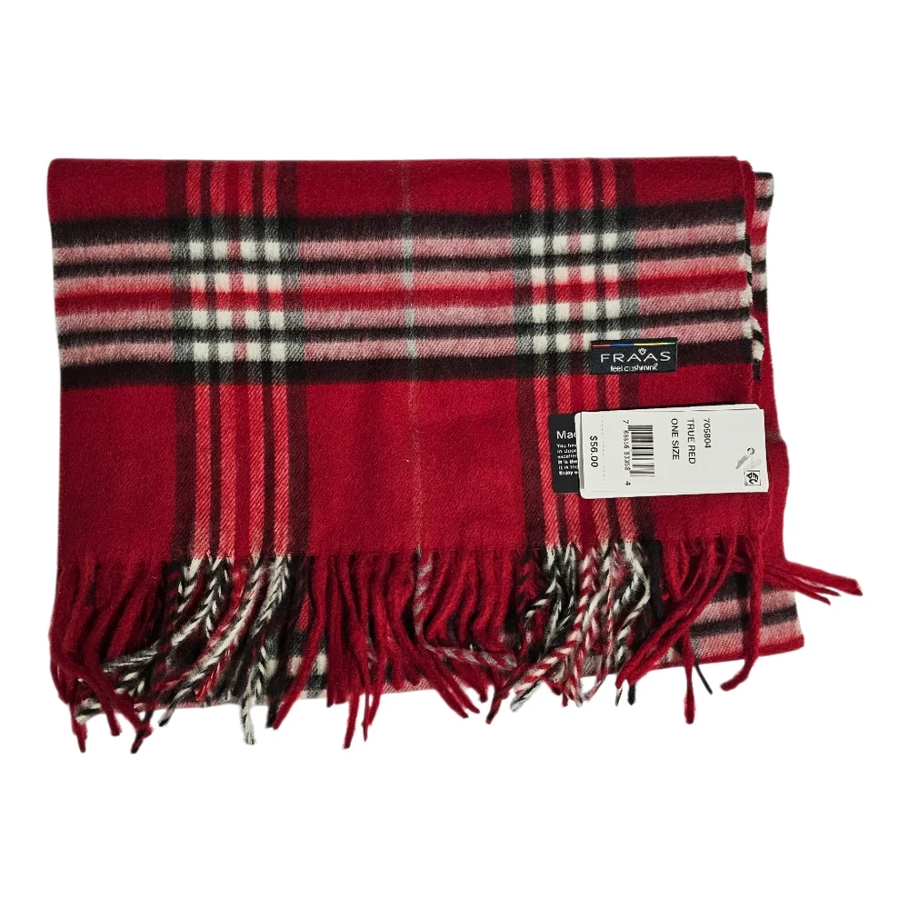 FRAAS Women’s Plaid Cashmink Scarf True Red Tartan Winter Wrap Soft Warm 72